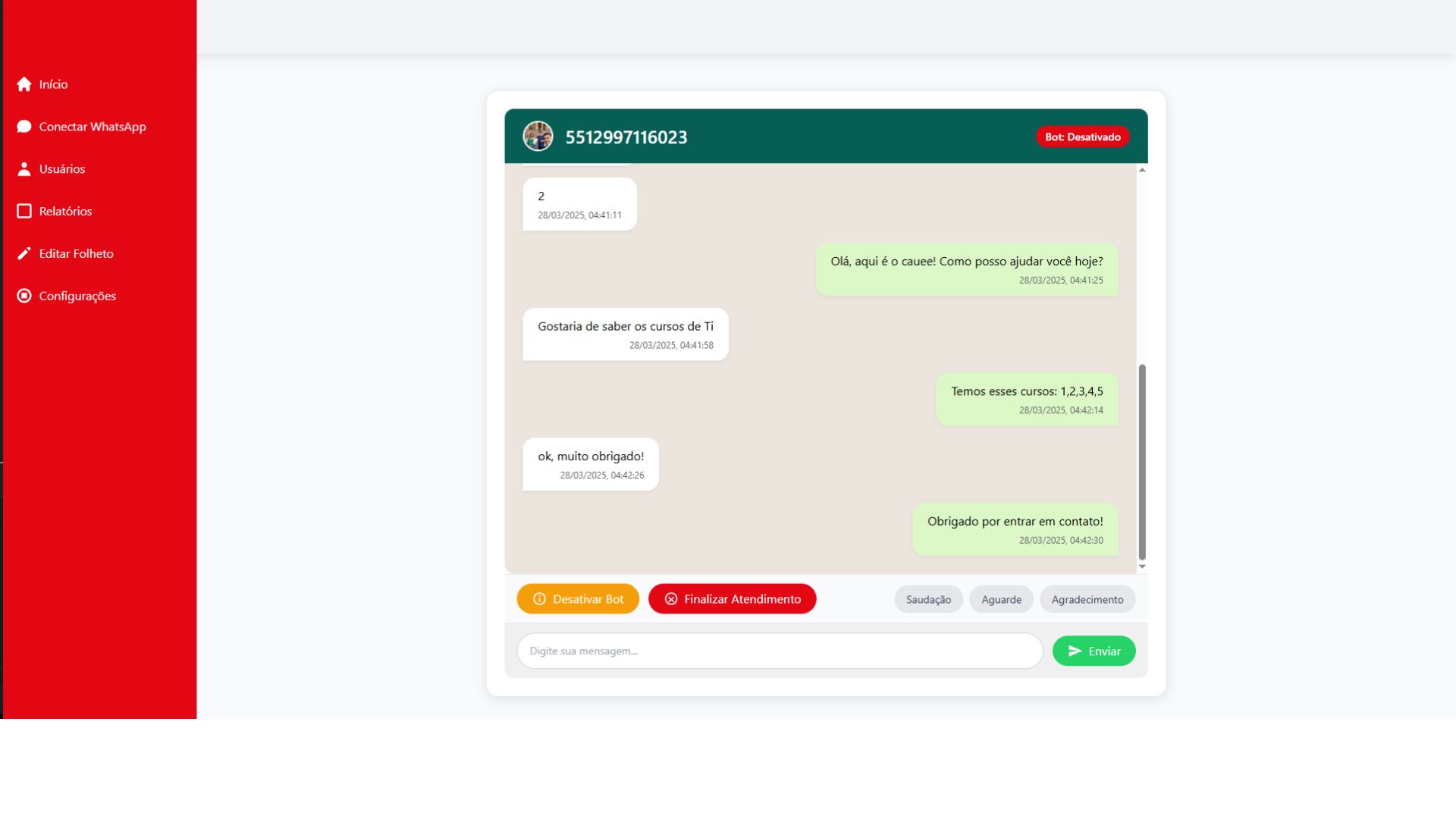 Chatbot para Atendimento SENAI